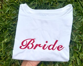 Camiseta bordada para bebé, top corto para esposa, camiseta para recién casados, regalo de boda, regalo de novia, regalo de despedida de soltera, camiseta para bebé Y2K