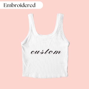 Geborduurde tanktop, gepersonaliseerde tanktop, aangepaste geborduurde tanktop, aangepaste tekst geborduurde tanktop, Y2K-tanktop, aangepaste tanktop