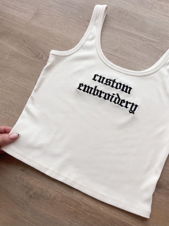Custom Tank Top Embroidered, Ribbed Tank Top Cropped, Custom Embroidered Crop Top, Custom Text Tank Top, Y2K Tank, Custom Ribbed Crop Top