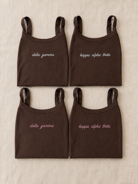 Sorority Tank Embroidered, Custom Sorority Tank Top, Personalized Greek Life Shirt, College Tank, Bid Day Gift, Big Little Recruitment Tank