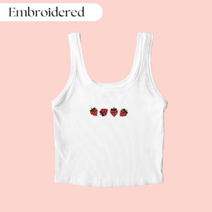 Aardbeientanktop, bessentanktop, aardbeitop, fruittanktop, tropische tanktop, zomertop, aardbeishirt, strandtop