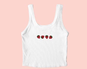Strawberry Tank Top, Berry Tank Top, Strawberry Crop Top, Fruit Tank Top, Tropical Tank Top, Summer Crop Top, Strawberry Shirt, Beach Top