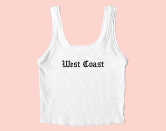 West Coast Tank Top Embroidered, West Coast Shirt, Coastal Shirt, Summer Shirt, California Shirt, Oregon Shirt, Washington Shirt
