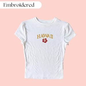 Hawaii Baby Tee Embroidered, Aloha Baby Tee,  Aloha Shirt, Hawaii Shirt, Hawaii Vacation Shirt, Hawaiian Baby Tee, Tropical Hawaiian Shirt