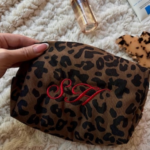 Custom Leopard Makeup Bag Embroidered, Animal Print Bag, Leopard Bag, Cheetah Print, Cheetah Bag