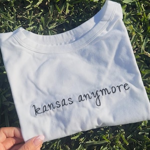 Kansas Anymore Embroidered Baby Tee, Role Model Embroidered Baby Tee, Funny Embroidered Crop Top, Y2K Baby Tee