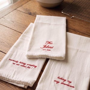 Embroidered Tea Towel, Customized Hand Towel, Personalized Towels, Embroidered Towels, Wedding Gift Towel, Baking Towel, Housewarming Gift image 2