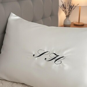 Personalized Satin Pillowcase with Embroidered Initials, Custom Monogram Pillow Cover, Custom Satin Pillow Case, Embroidered Pillow Case image 3