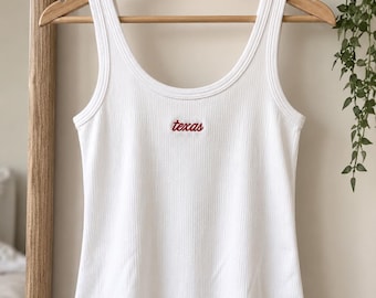 Texas Ribbed Tank Top | Y2K Crop Top | Minimalist State Shirt | Texas Game Day | Texas Shirt