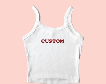 Embroidered Tank Top, Personalized Tank Top, Custom Embroidered Tank Top, Custom Text Embroidered Tank Top, Y2K Tank, Custom Tank Top