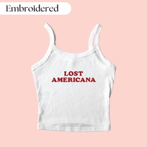 Lost Americana Embroidered Tank Top, Tour Embroidered Tank Top, Y2K Tank Top, Concert Tank Top