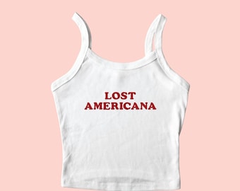 Lost Americana Embroidered Tank Top, Tour Embroidered Tank Top, Y2K Tank Top, Concert Tank Top