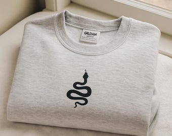Schlange Pullover gestickt, Schlange Sweatshirt, Reptil Sweatshirt, Reptil Pullover, Schlange-Liebhaber-Shirt, Schlange-Shirt, gruseliger Pullover
