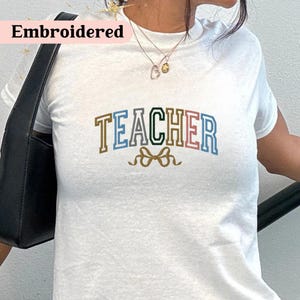 Teacher Shirt Embroidered, Teacher TShirt, Custom Teacher Shirt, Embroidered Teacher Top, Teacher Gift, Educator Shirt