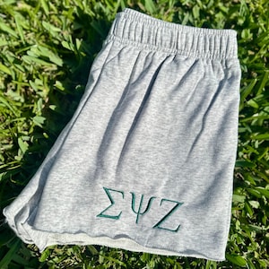 Pantalones cortos de hermandad bordados, pantalones cortos griegos, pantalones cortos de hermandad personalizados, pantalones con letras griegas, ropa de hermandad, regalo de iniciación, cartas universitarias