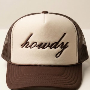 Howdy-hoed geborduurd, Howdy-truckerhoed, countryhoed, westernhoed, rodeohoed afbeelding 1