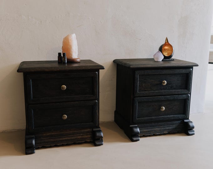 Bedside table set of 2 bedside tables side chest of drawers bed vintage chest of drawers bedroom - bedside table oak small nightstand set of 2