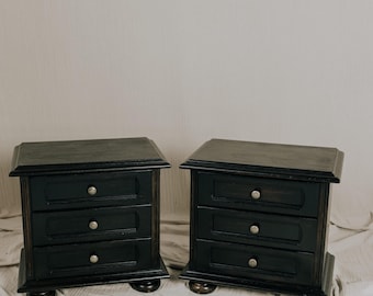 Vintage Nightstand Set of 2 - Oak Small Nightstand Set of 2