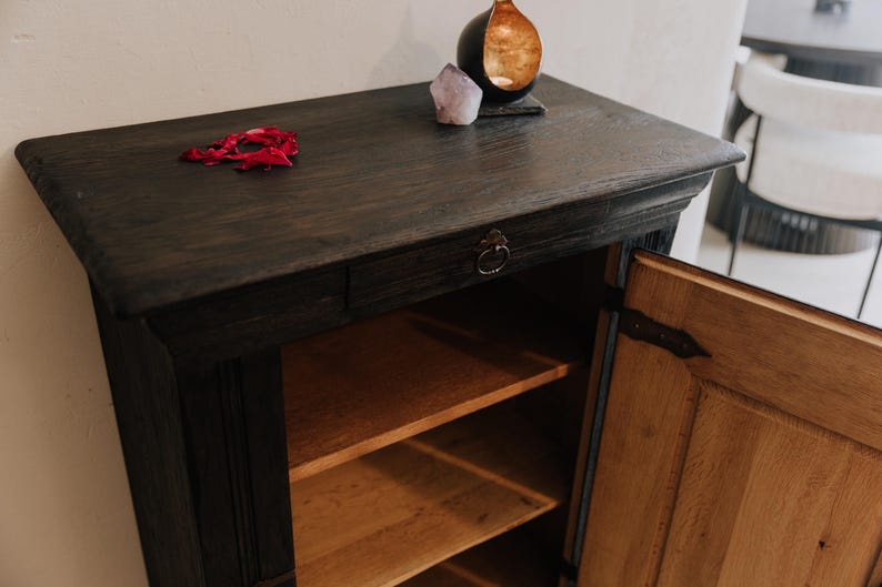 Antique black chest of drawers - Vintage chest of drawers - Wooden chest of drawers - Antique chest of drawers - Solid oak or beech chest of drawers - Old chest of drawers - Designer wooden chest of drawers image 8