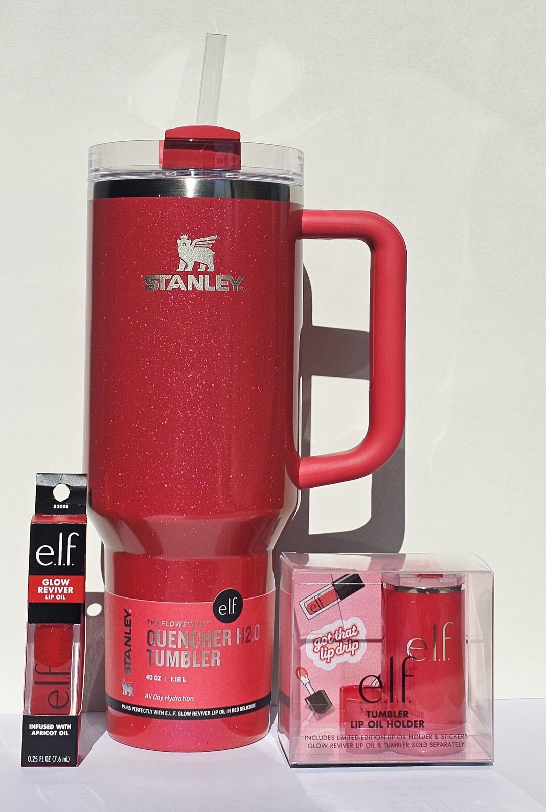 Stanley X ELF 40 Oz Red Delicious Quencher Tumbler Lip Holder Lip Oil ...