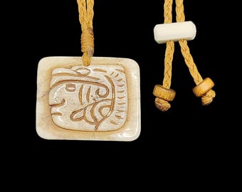 Mayan warrior bone pendant, Mayan culture lovers gift