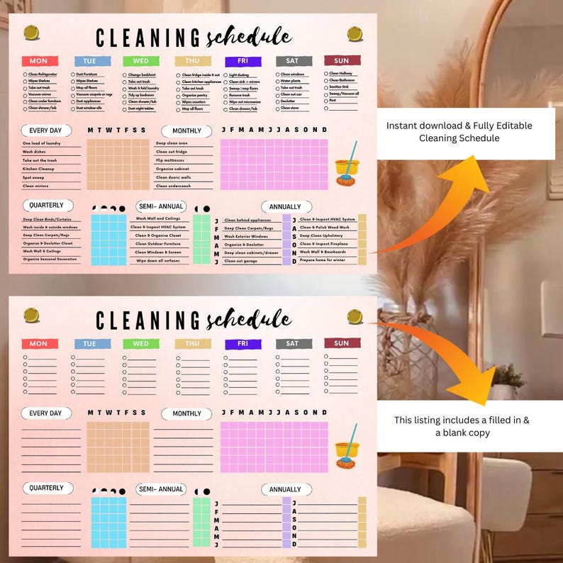 Printable Cleaning Checklist for Home Essential Cleaning Checklist for ...