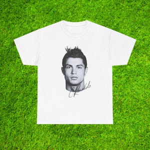 Cristiano Ronaldo CR7 T-Shirt Manchester United Real Madrid Juventus Al-Nassr Portugal Soccer Fan Gift Football Legend Vintage White Shirt image 1