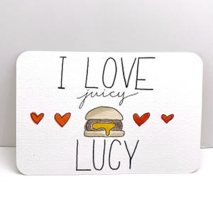Cartolina acquerello "I Love Lucy" dipinta a mano Juicy Lucy
