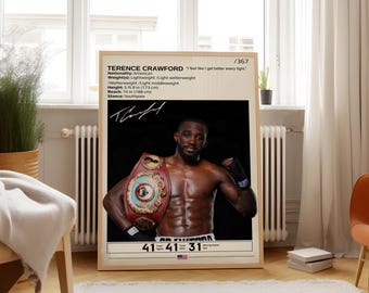 Terence Crawford Autographed Photo Frame - Boxing Celebration Poster With Precision Cut Logo - Kitbags & Lockers