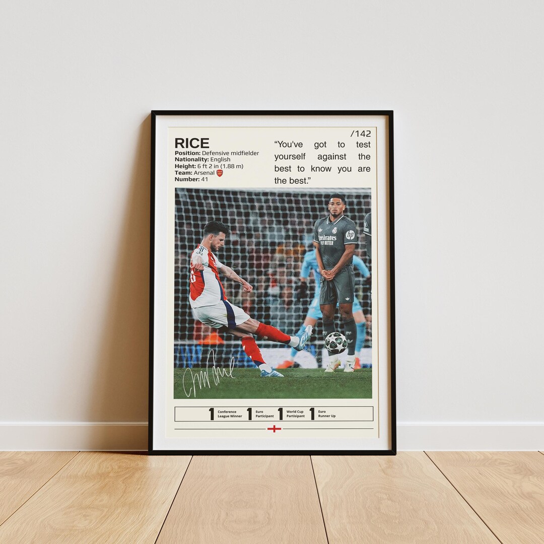 Declan Rice Poster, Soccer Gifts, Sports Poster, Football Player Poster ...