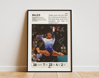 Simone Biles Poster, Gymnastics Posters, Simone Biles Prints, Biles Wall Art, Gymnasts Gift, Biles Fan Gifts, Motivational Sports Quotes