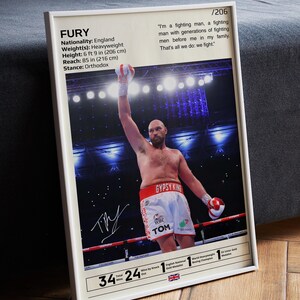 Póster de Tyson Fury, póster de boxeo, impresión de Tyson Fury, regalos para fans de Tyson Fury, arte mural de boxeo, leyenda del boxeo