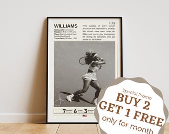 Serena Williams Poster, Tennis Gifts, Sports Poster, Serena Williams Print, Tennis Wall Art, Sports Bedroom Posters, Wimbledon Posters