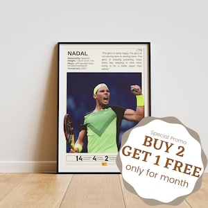 Rafael Nadal Poster, Tennis Gifts, Sports Poster, Rafa Nadal Print, Tennis Wall Art, Sports Bedroom Posters, Wimbledon Posters