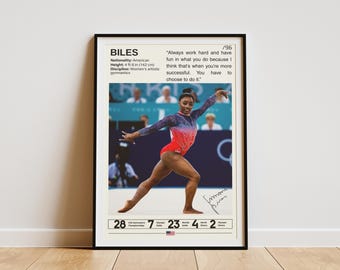 Simone Biles Poster, Gymnastics Posters, Simone Biles Prints, Biles Wall Art, Gymnasts Gift, Biles Fan Gifts, Motivational Sports Quotes