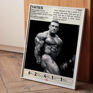 Póster de Dorian Yates, pósteres de culturismo, arte mural para gimnasio, lámina de Yates, regalos para fans de Yates, pósteres motivacionales, leyenda del culturismo
