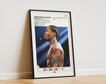 Póster de Gervonta Davis, Impresión de Gervonta Davis, Póster de boxeo, Regalos para fans de Gervonta Davis, Arte mural de boxeo, Leyenda del boxeo