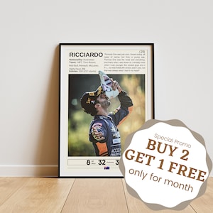 Daniel Ricciardo Poster, Formula One Posters, Formula 1 Wall Art, Ricciardo Print, Motorsport Decor, Ricciardo Fan Gifts