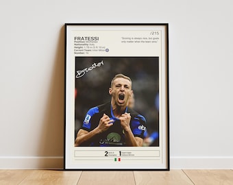Davide Frattesi Poster, Soccer Poster, Football Gifts, Davide Frattesi Print, Soccer Wall Art, Italy Soccer Player Poster