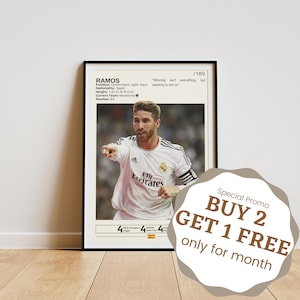 Sergio Ramos Poster, Soccer Wall Art, Sergio Ramos Print,  Football Gifts, Soccer Poster, Spain Soccer Player Poster