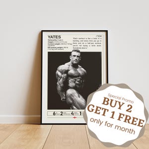 Póster de Dorian Yates, pósteres de culturismo, arte mural para gimnasio, lámina de Yates, regalos para fans de Yates, pósteres motivacionales, leyenda del culturismo