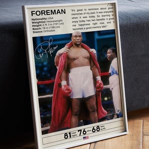 Póster de George Foreman, póster de boxeo, impresión de George Foreman, arte mural de boxeo, leyenda del boxeo, regalos para fans de George Foreman