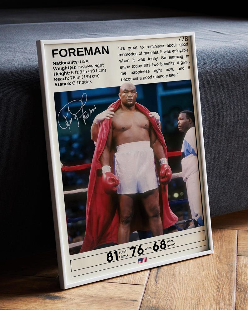 George Foreman Poster, Boxing Poster, George Foreman Print, Boxing Wall ...