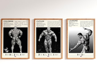 Ronnie Coleman, Jay Cutler, Kevin Levrone Set of 3 Poster, Bodybuilding Posters, Gym Wall Art, Bodybuilding Legends