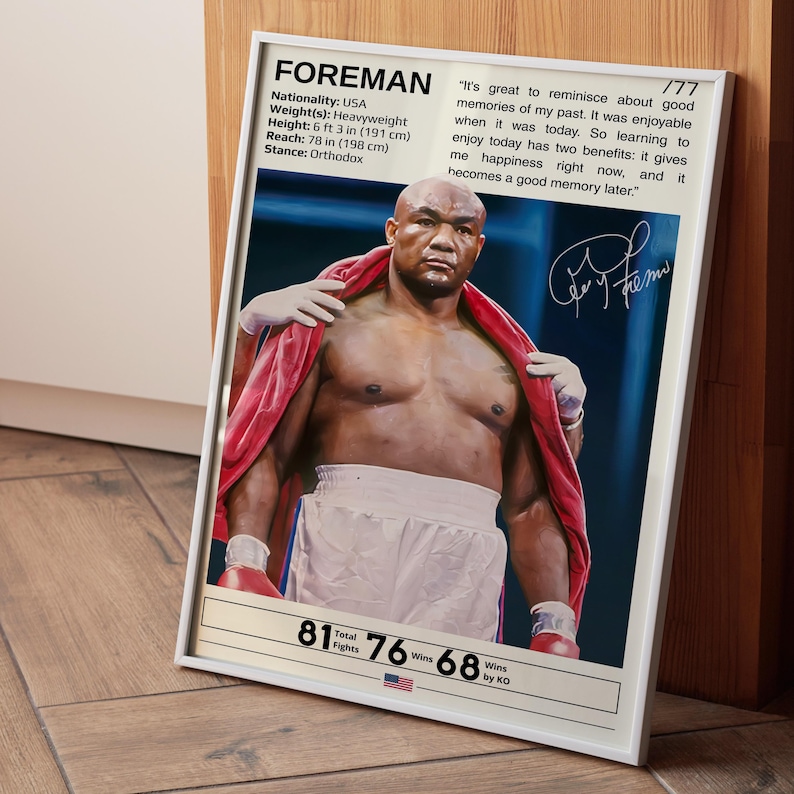 George Foreman Poster, Boxing Poster, George Foreman Print, Boxing Wall ...
