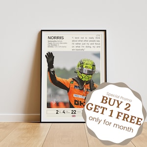 Lando Norris Poster, Formula One Posters, Formula 1 Wall Art, Norris Print, Motorsport Decor, Norris Fan Gifts