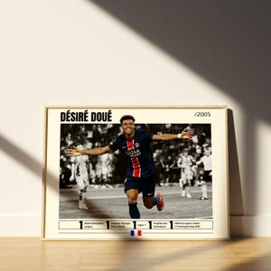 Desire Doue Poster, Paris Saint-Germain Poster, Desire Doue Print, Football Wall Art, Soccer Decor