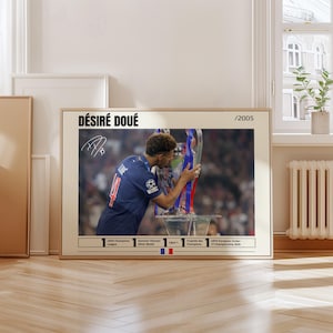 Desire Doue Poster, Desire Doue Print, Paris Saint-Germain Poster, Football Wall Art, Soccer Decor