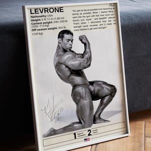Póster de Kevin Levrone, pósteres de culturismo, arte mural para gimnasio, lámina de Levrone, leyenda del culturismo, regalos para fans de Levrone