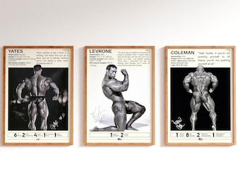 Dorian Yates, Ronnie Coleman, Kevin Levrone Set of 3 Poster, Bodybuilding Posters, Gym Wall Art, Bodybuilding Legends